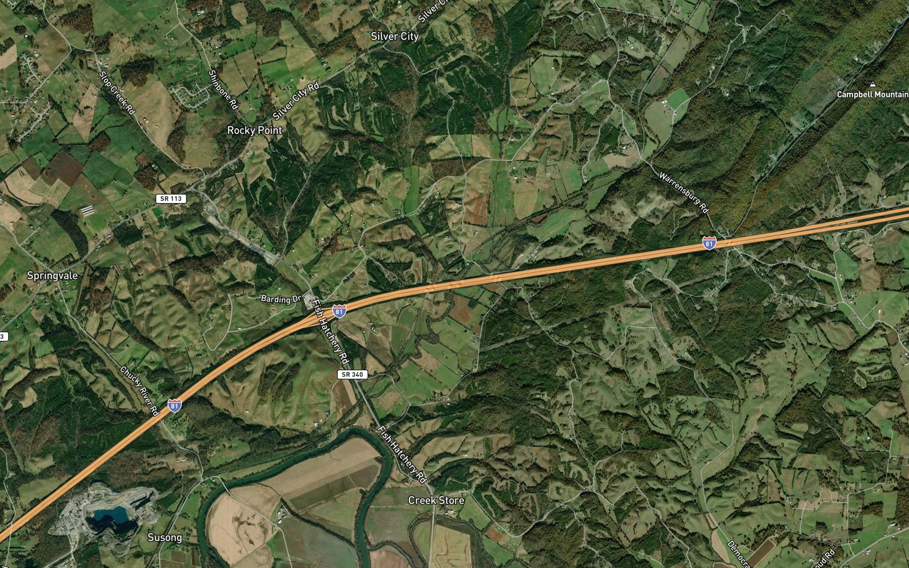 Satellite map of the Silver City Branch