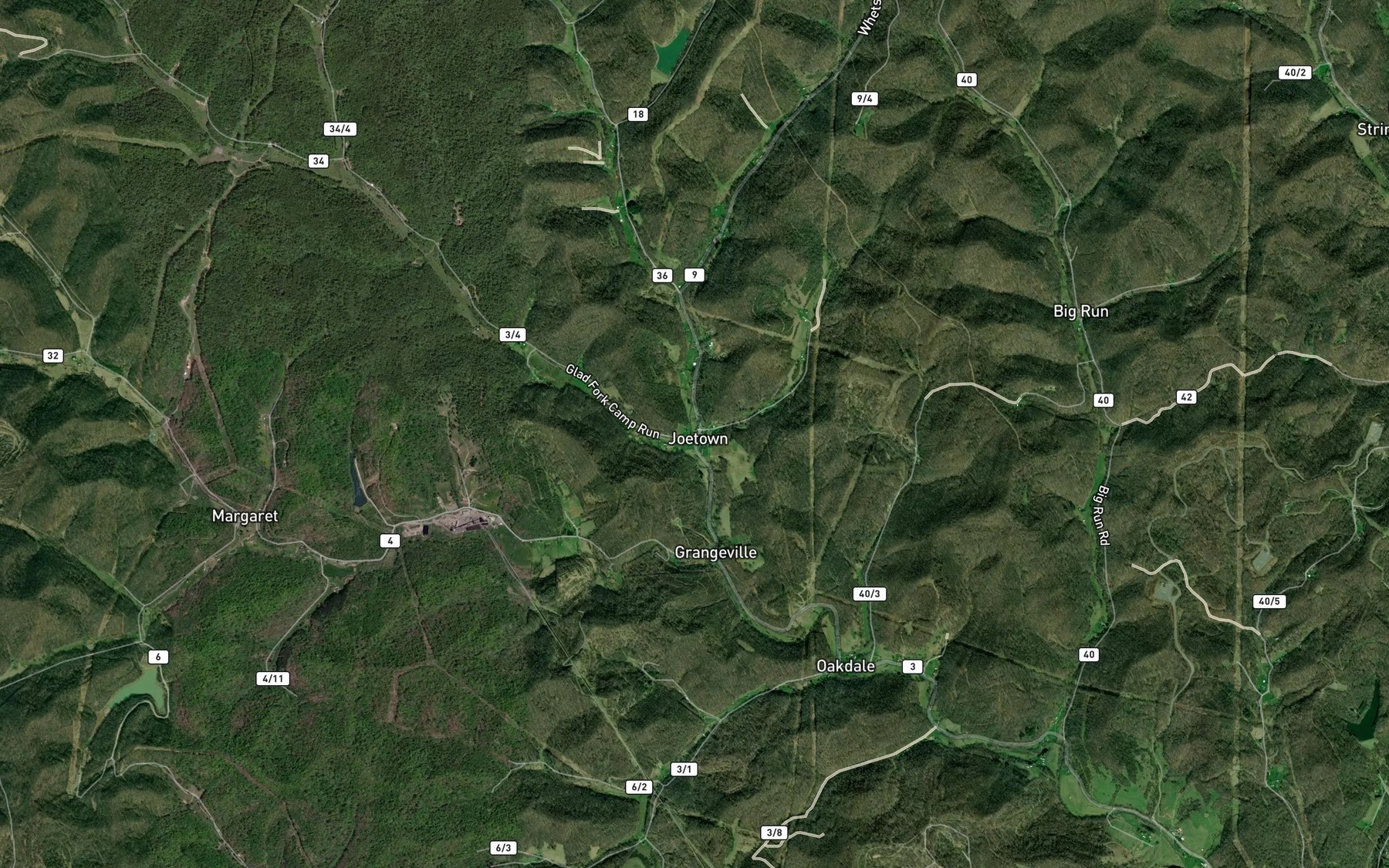 Satellite map of the Crabapple Run