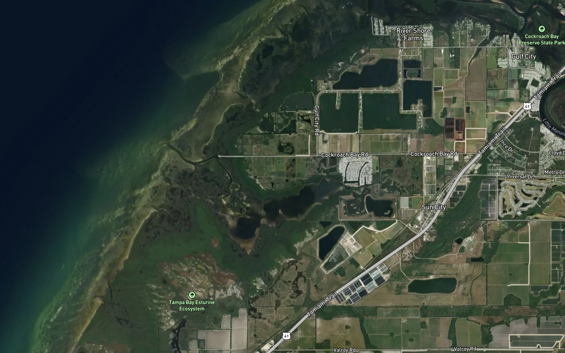Satellite map of the Cockroach Bay