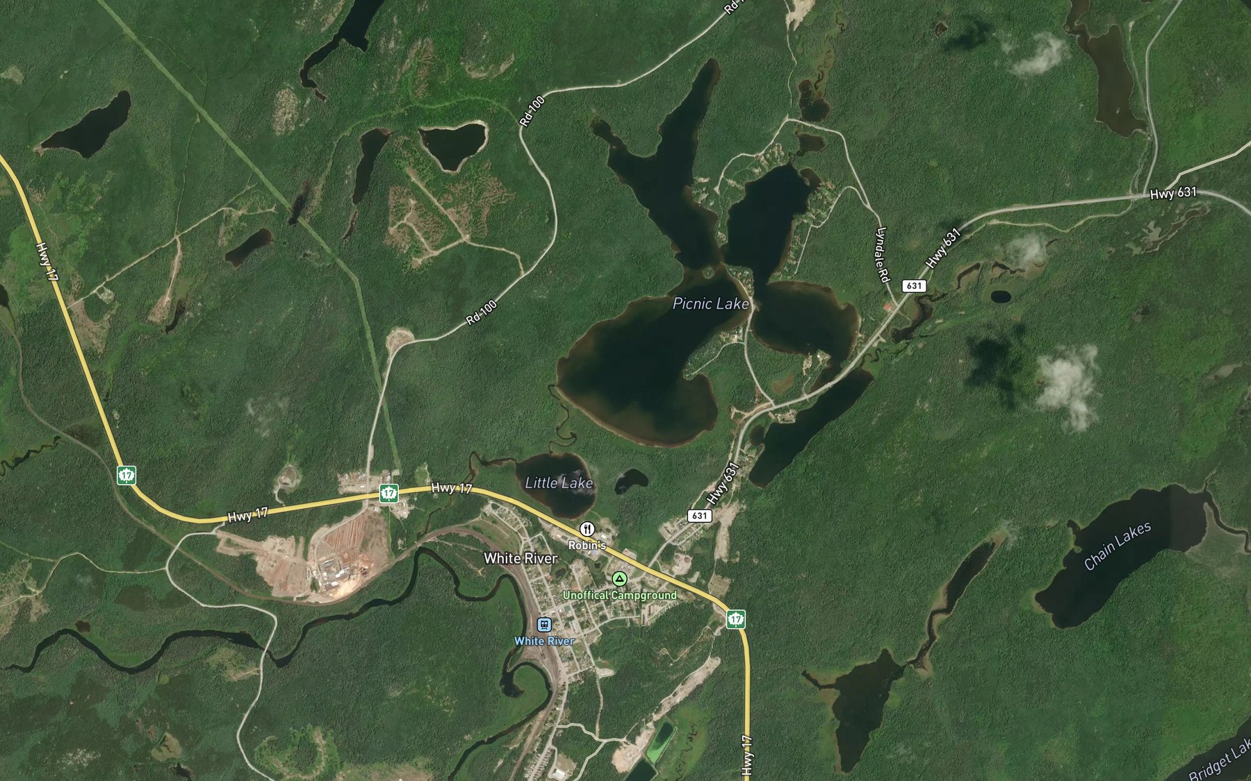 Satellite map of the White River Seaplane Base