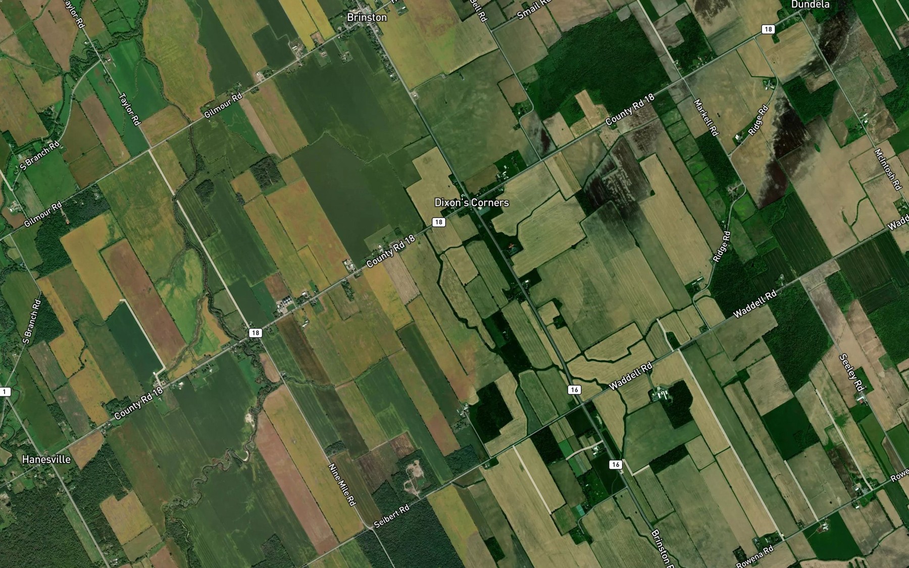 Satellite map of the Thompson-Errington Drain