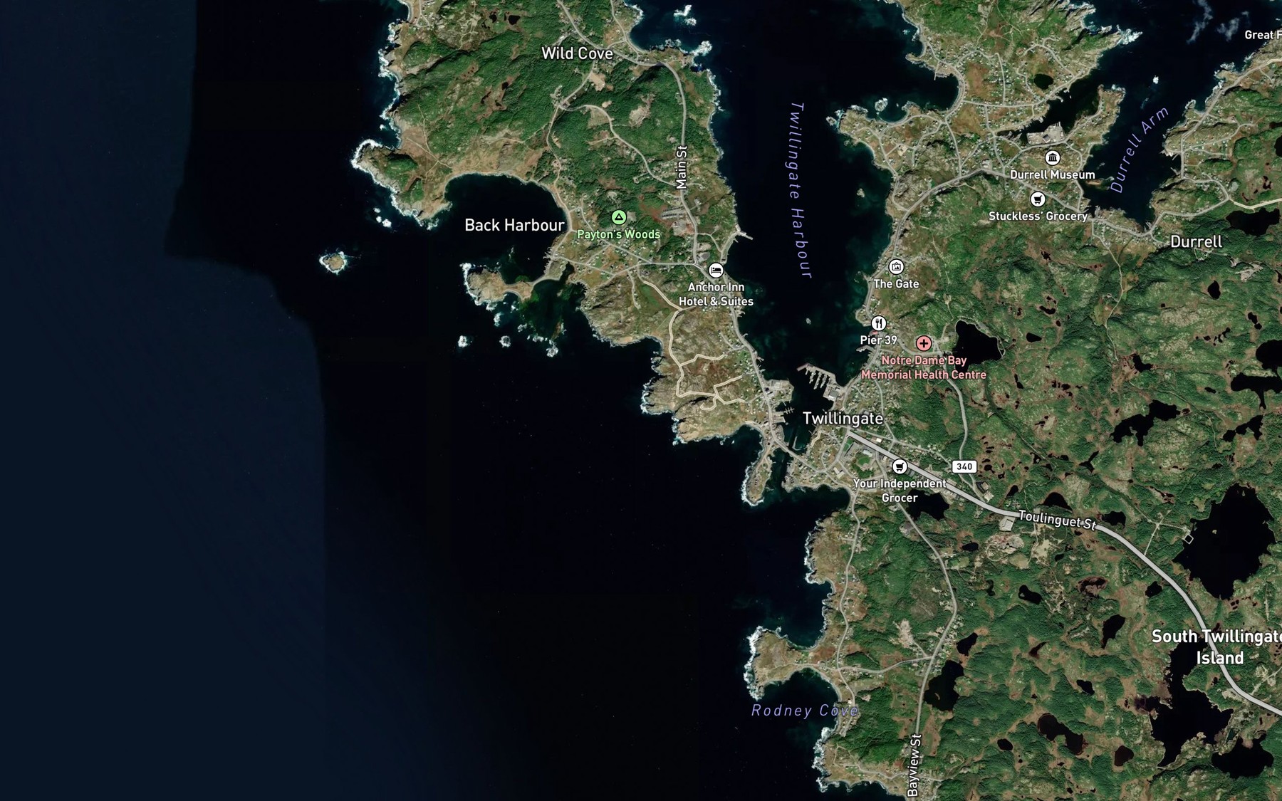 Satellite map of the Dumpling Cove