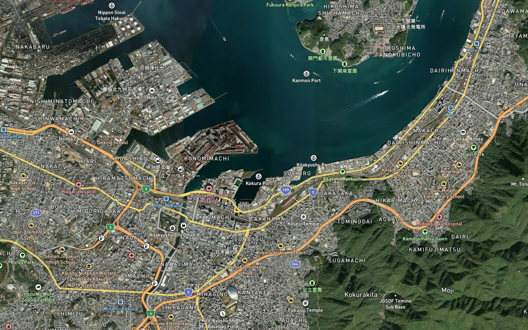Satellite map of the Kokura District