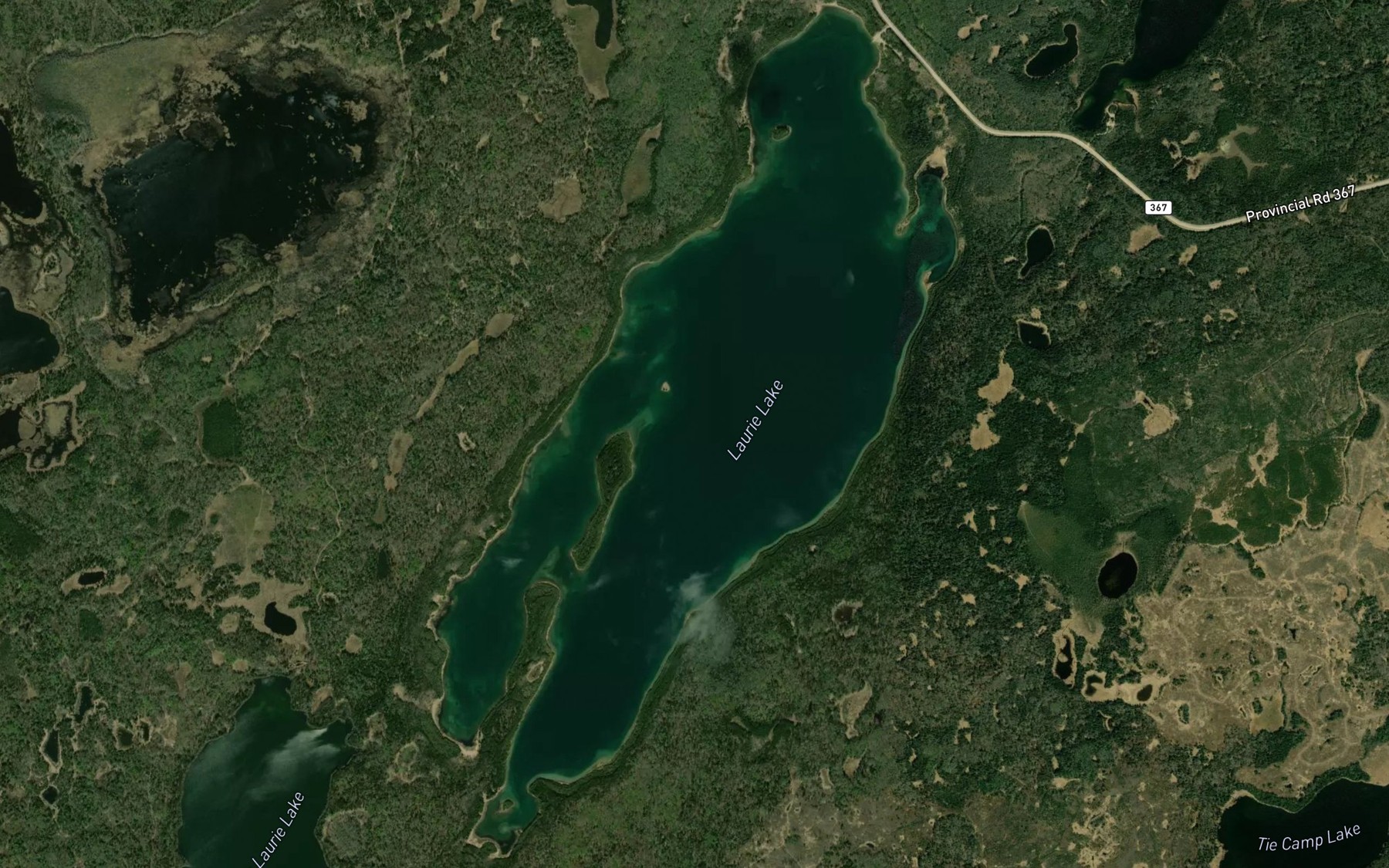 Satellite map of the Laurie Lake