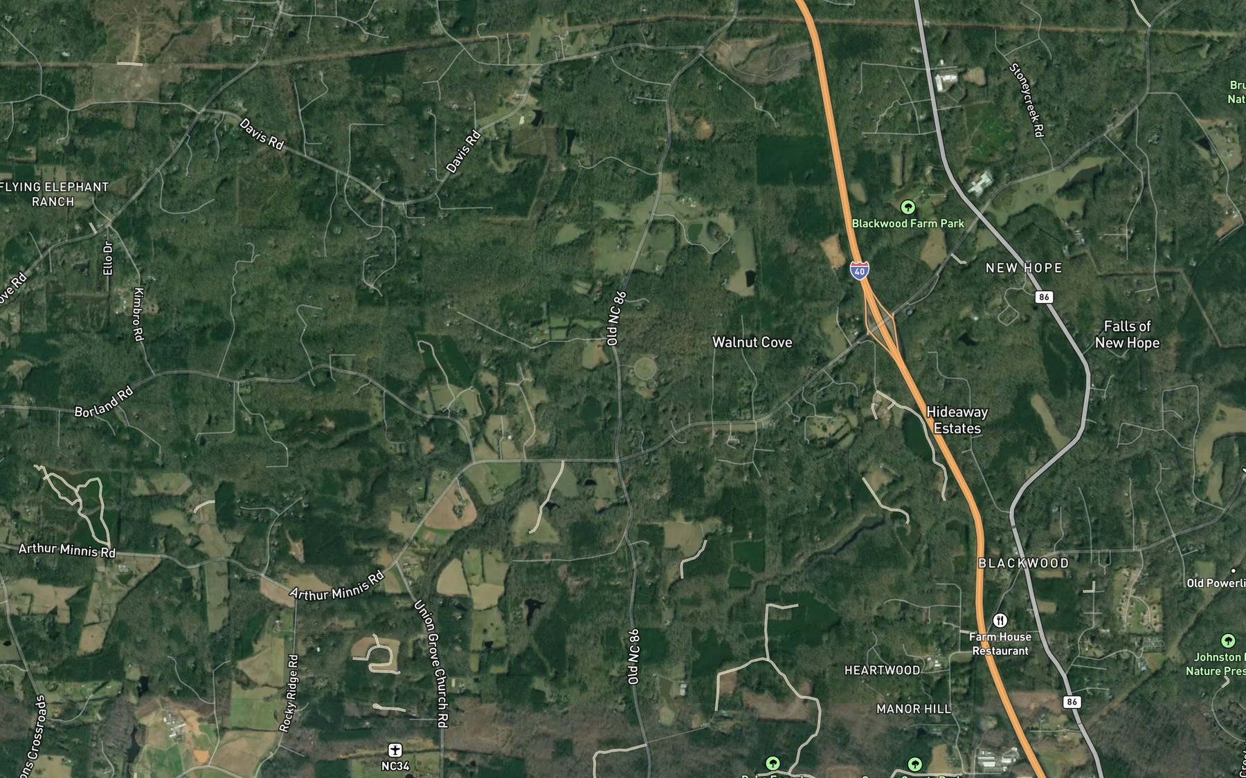 Satellite map of the Steep Bottom Branch