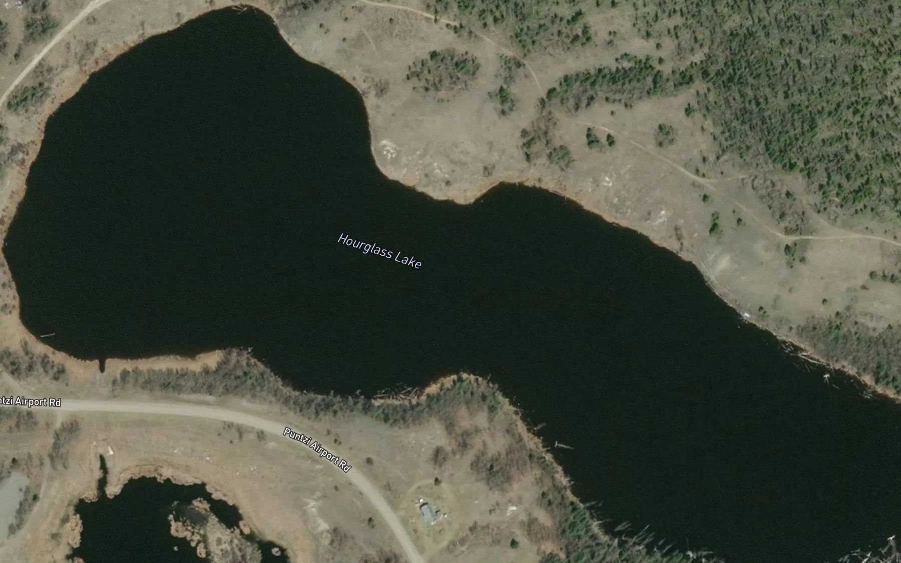 Satellite map of the Hourglass Lake