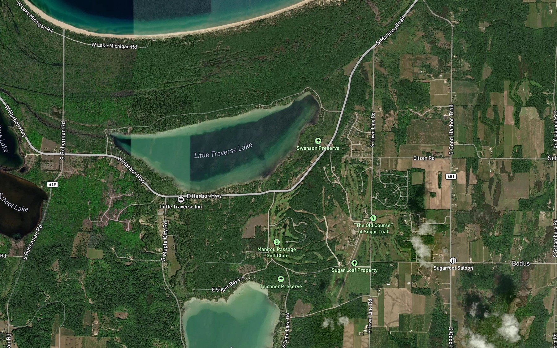 Satellite map of the Shetland Creek
