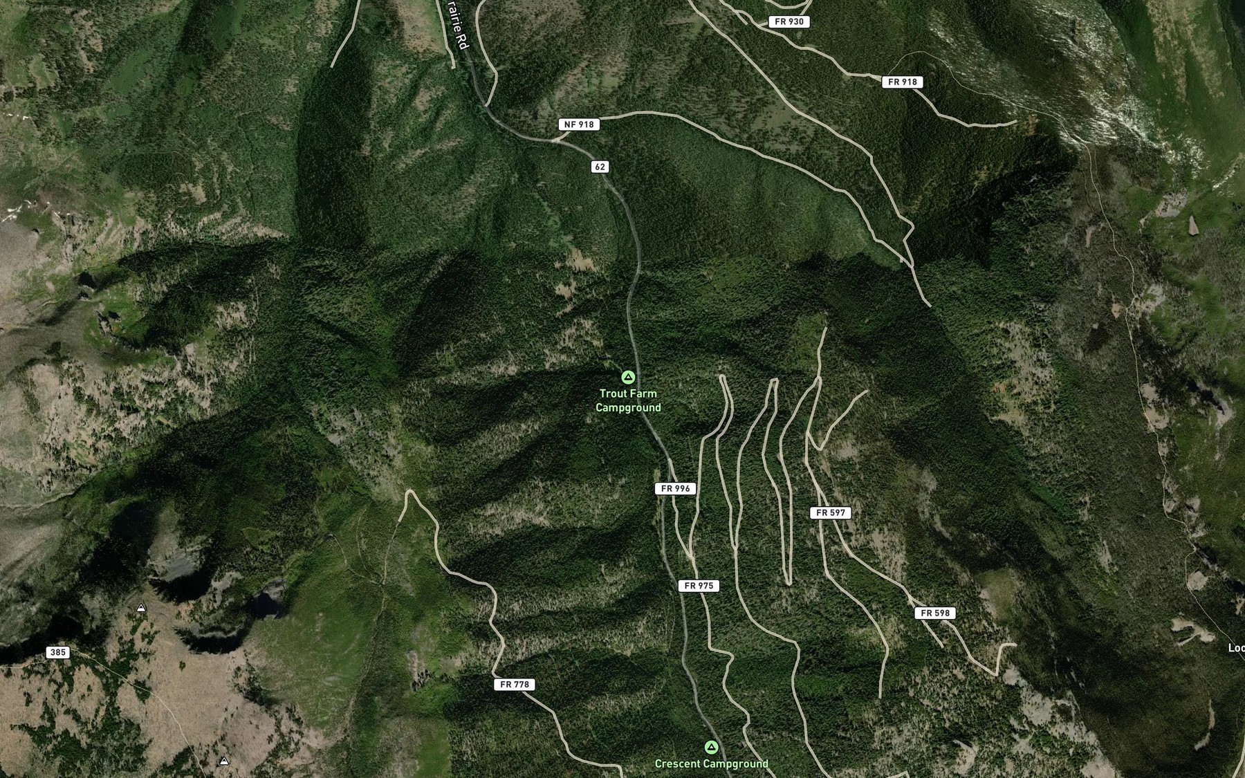 Satellite map of the Trout Farm Spring