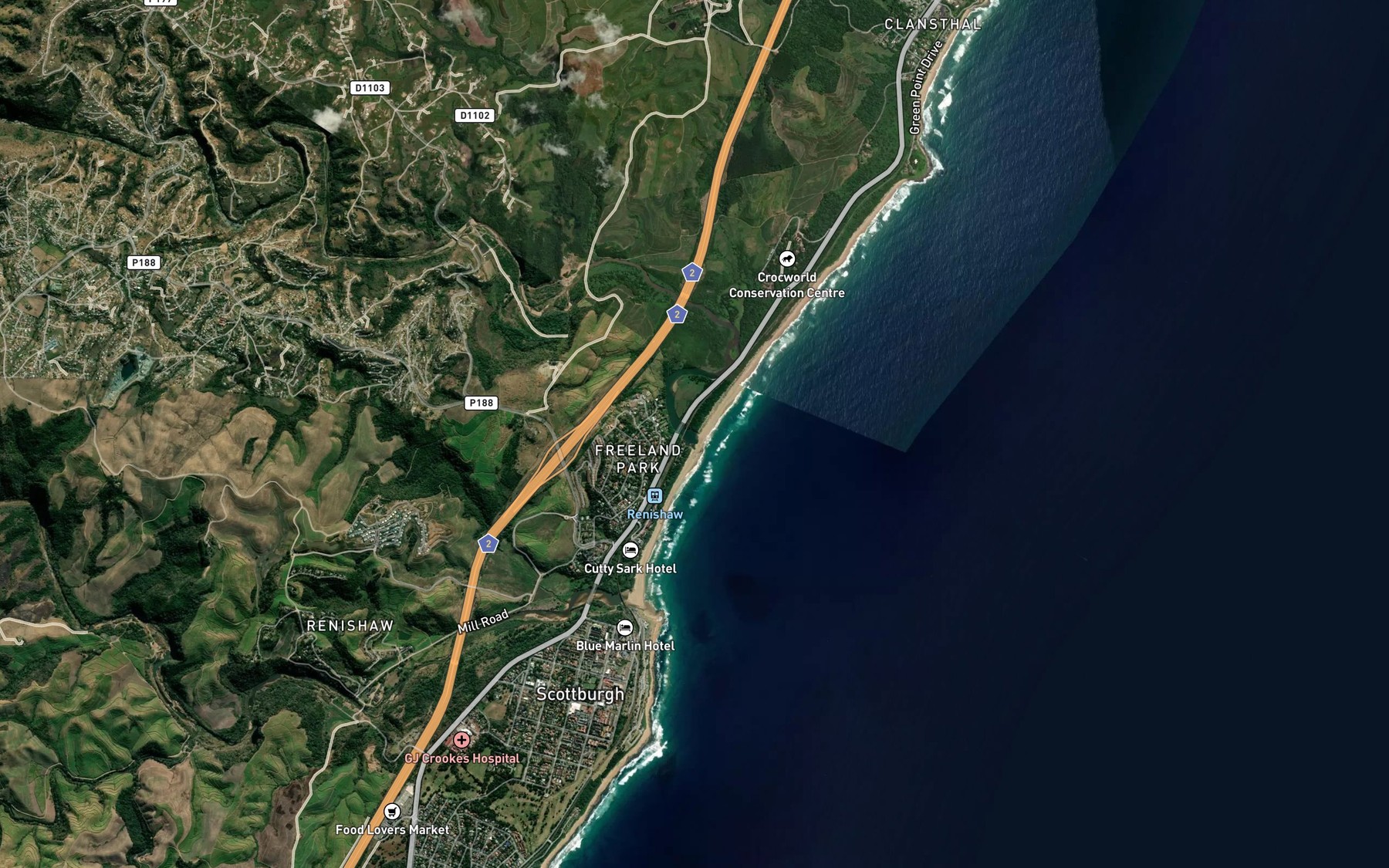 Satellite map of the aMahlongwa