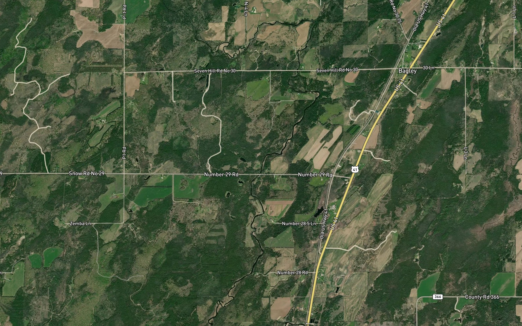 Satellite map of the Snow Creek
