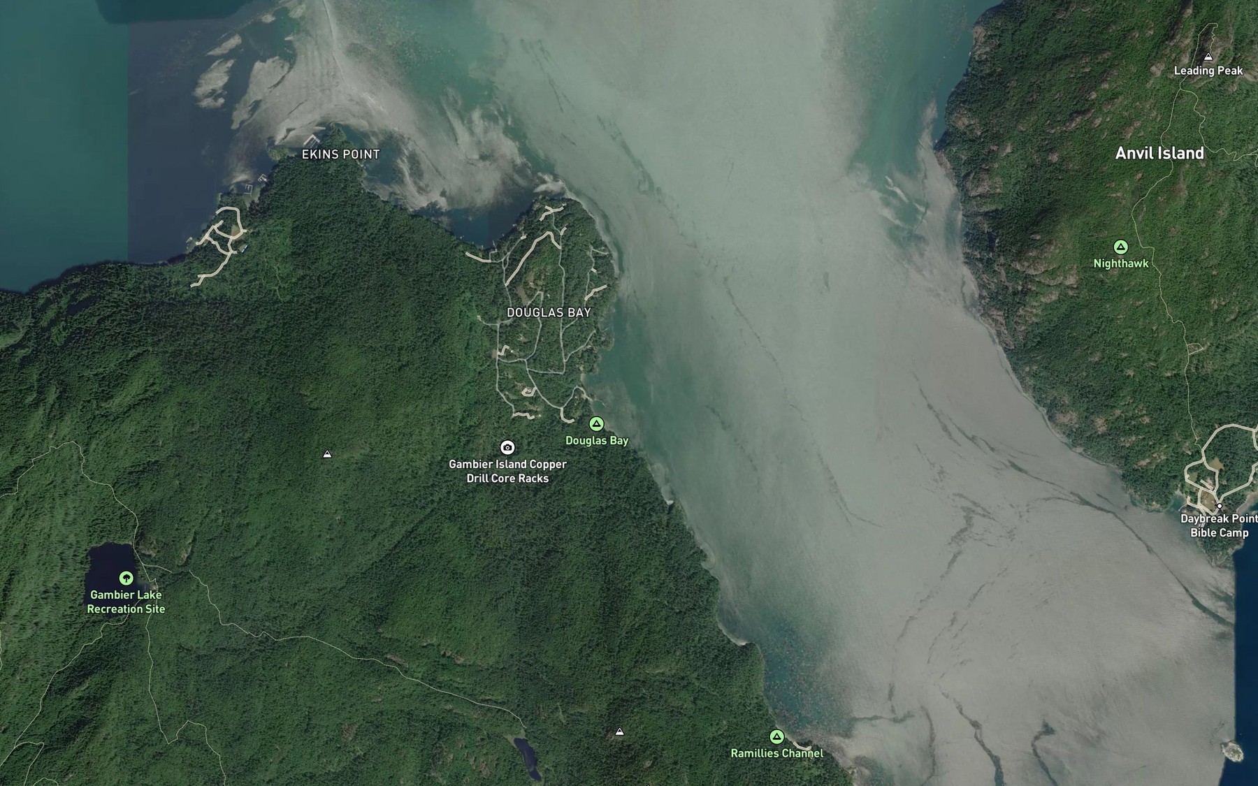 Satellite map of the Douglas Bay