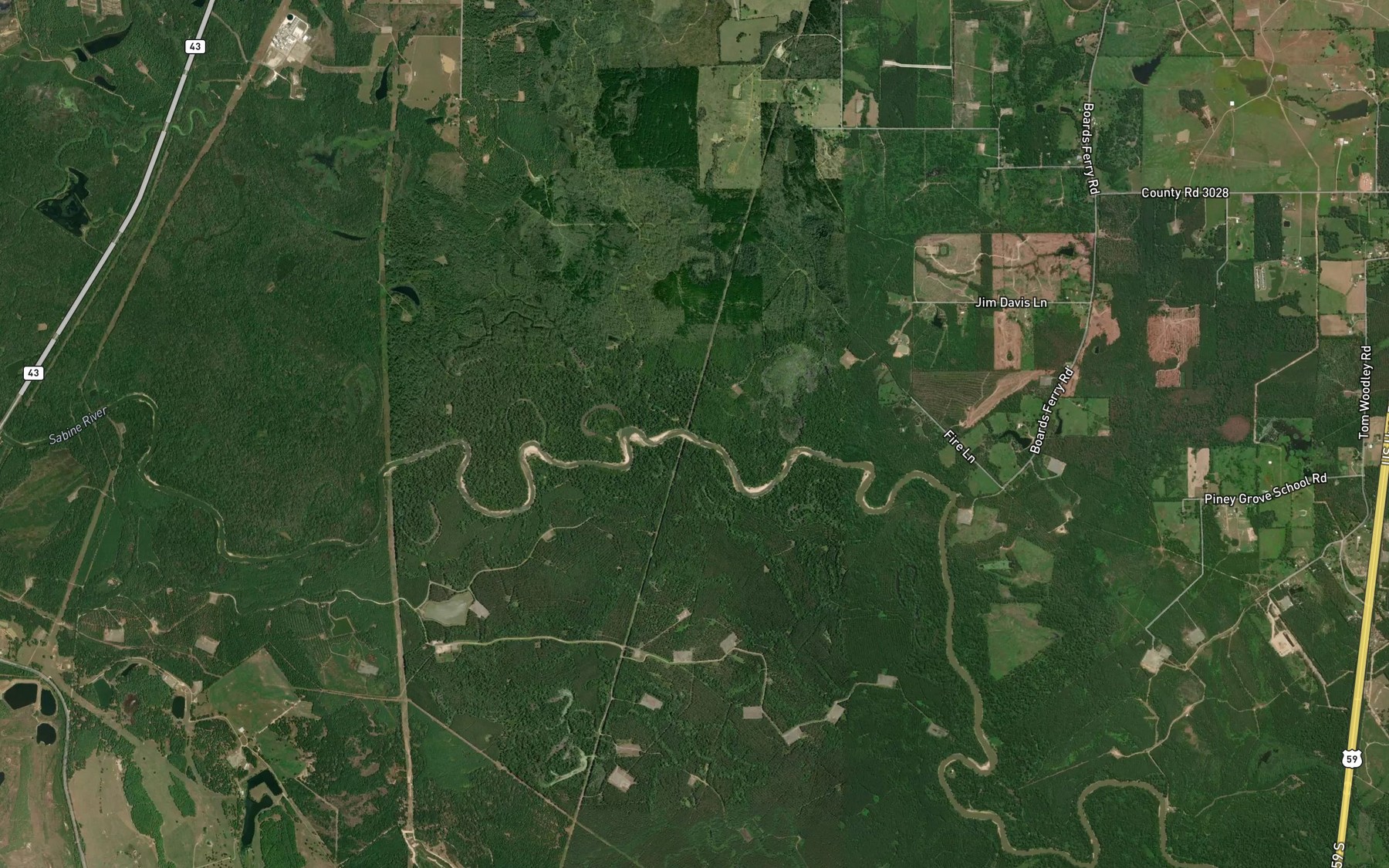 Satellite map of the Potters Creek