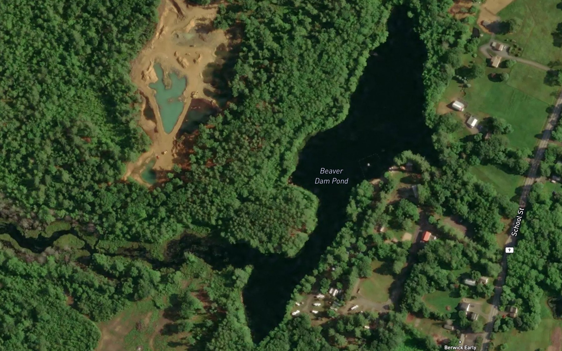 Satellite map of the Beaver Dam Pond