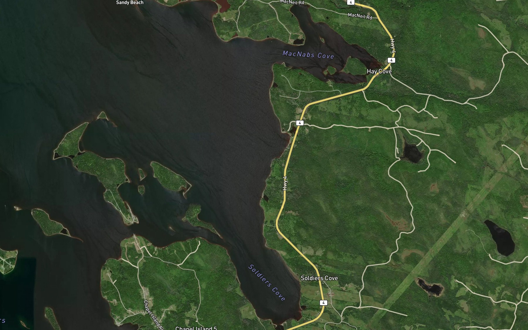 Satellite map of the Detter Creek