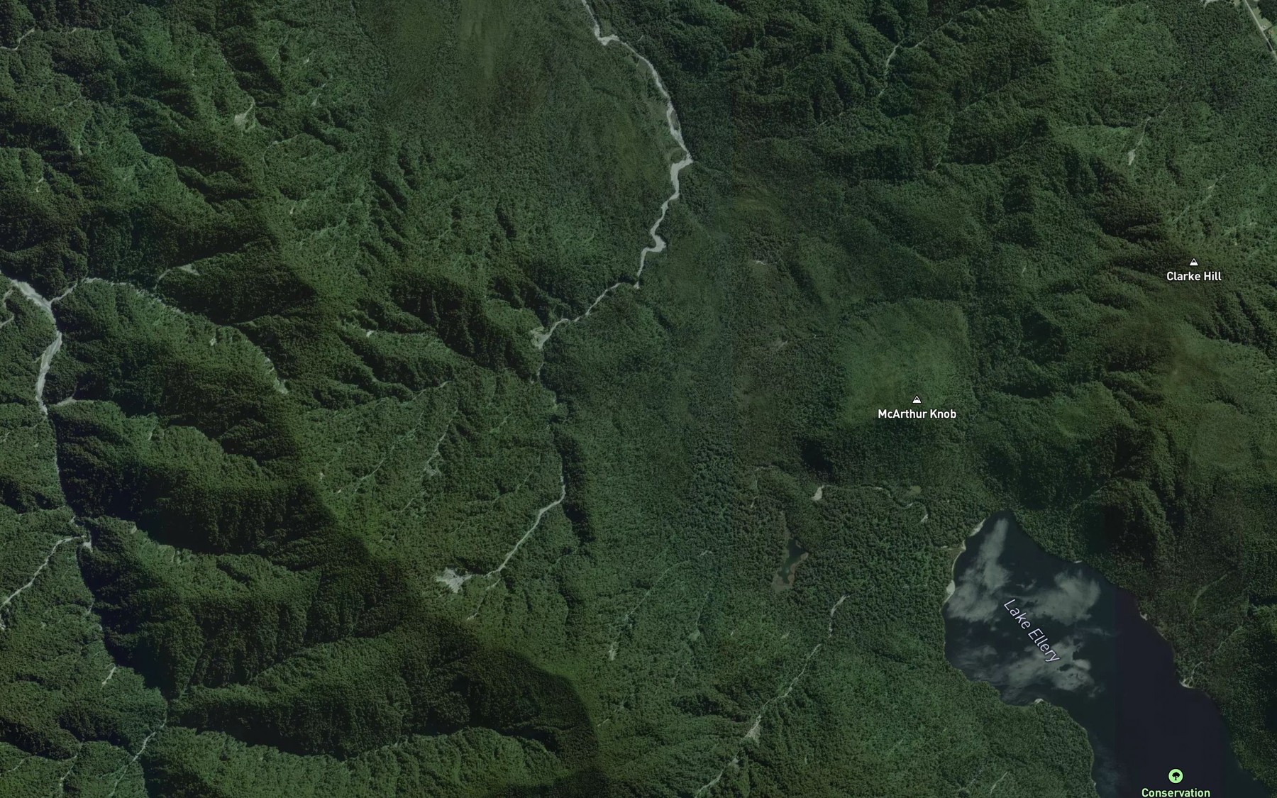 Satellite map of the Ellery Creek