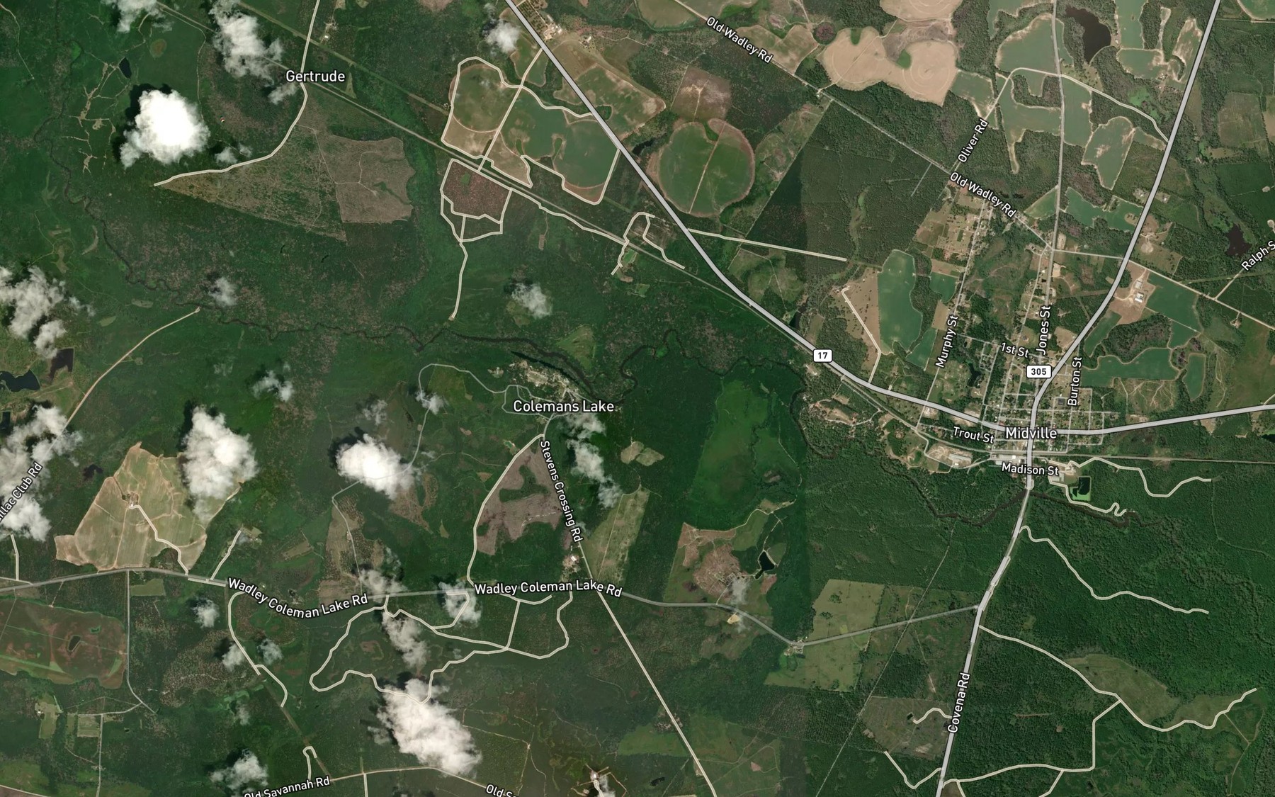 Satellite map of the Seven Cypresses