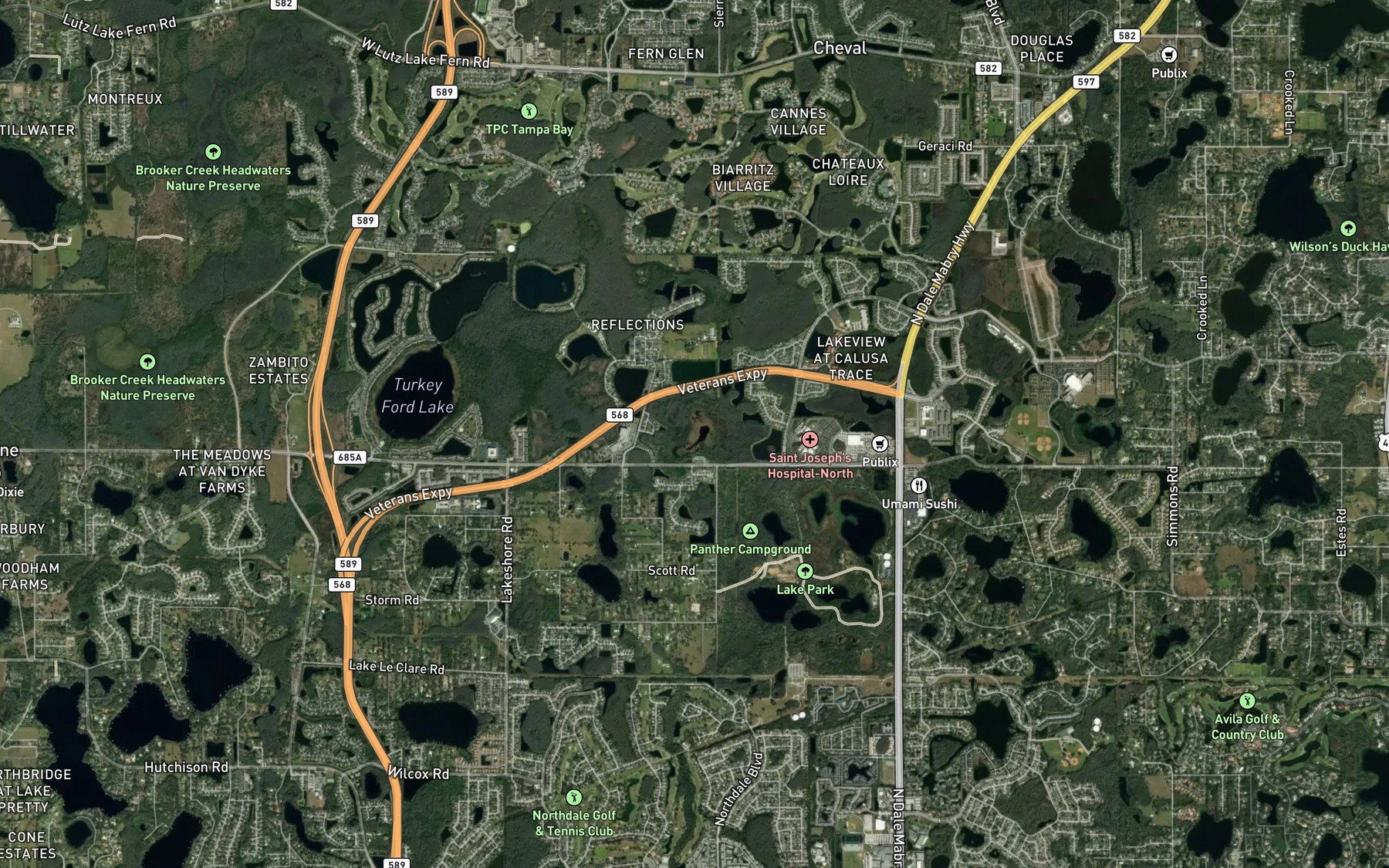 Satellite map of the Van Dyke Lake