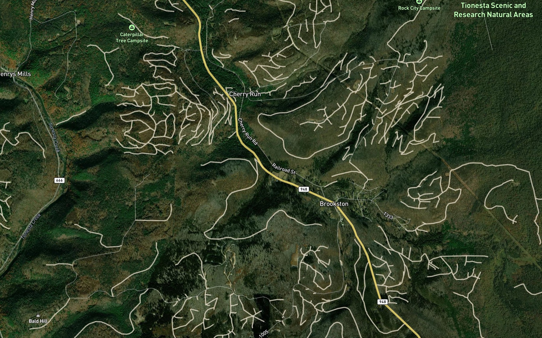 Satellite map of the Tuttle Run