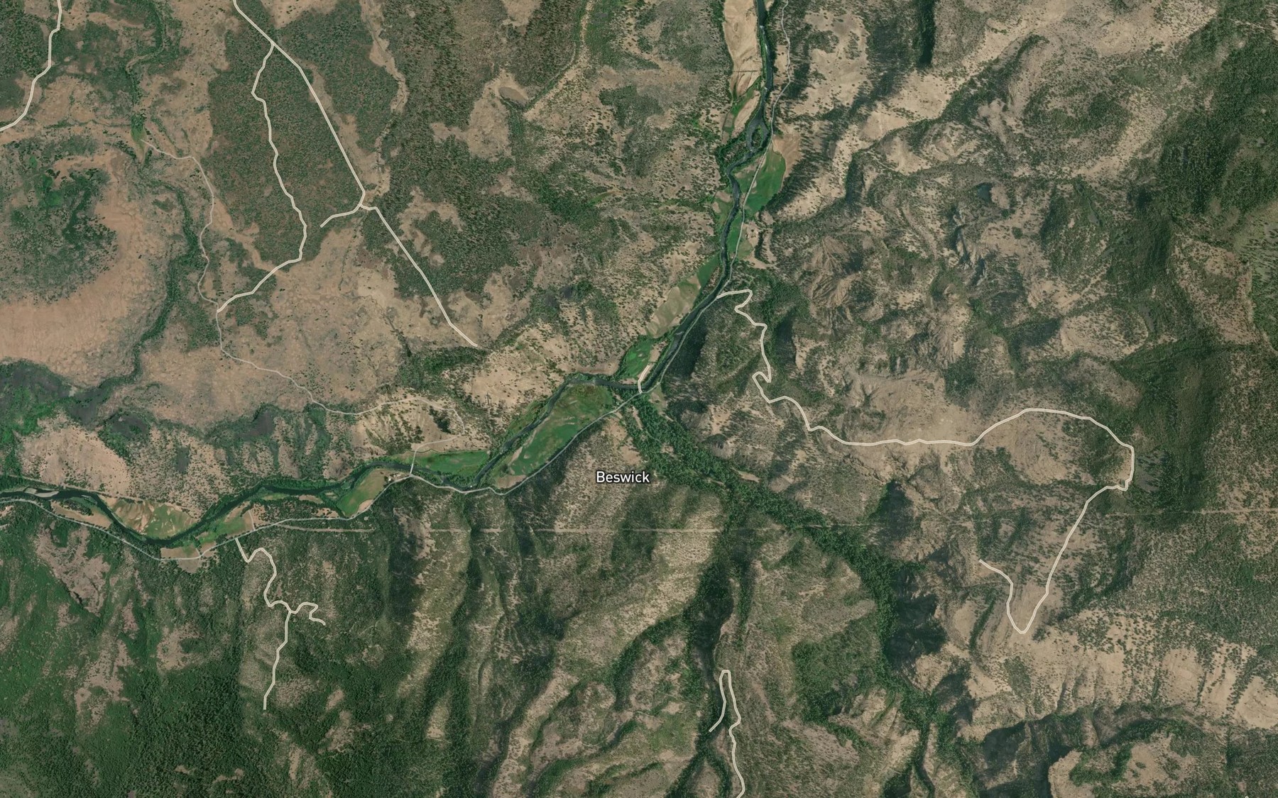 Satellite map of the Shovel Creek
