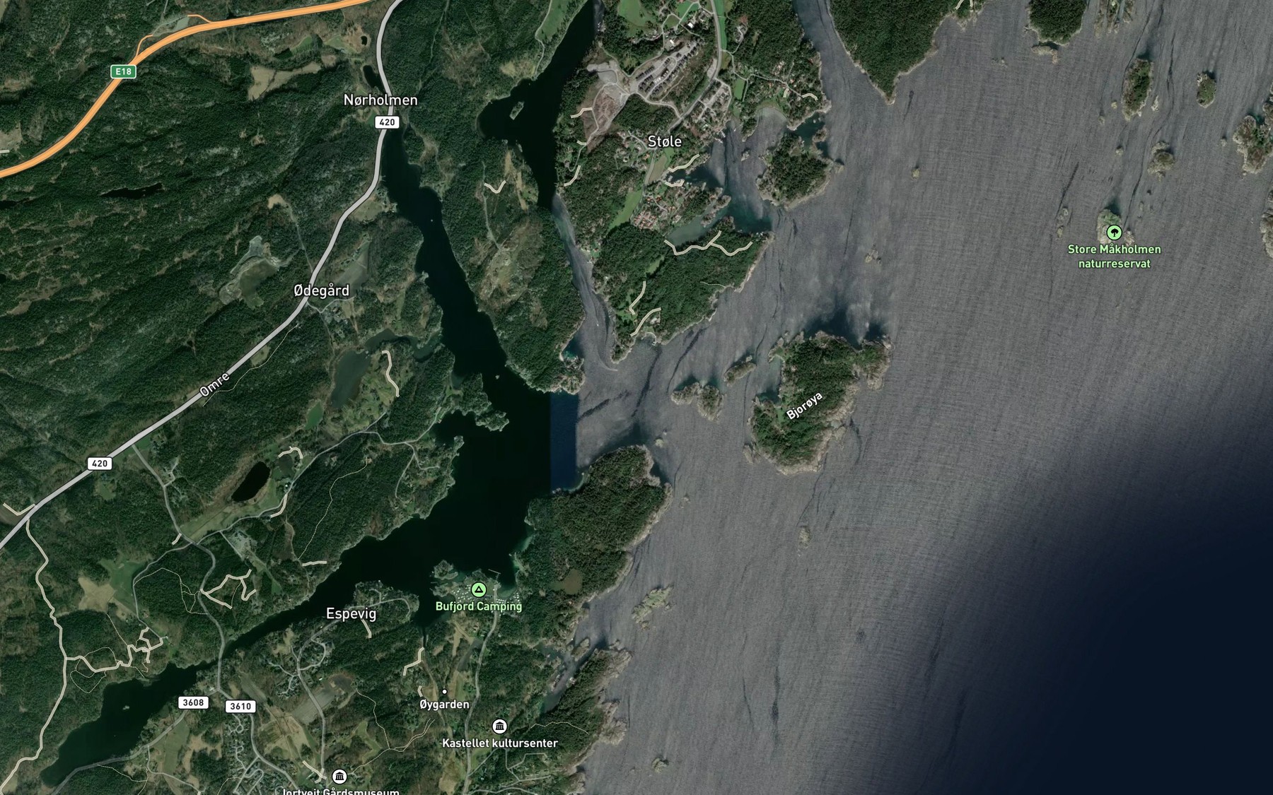 Satellite map of the Bufjorden