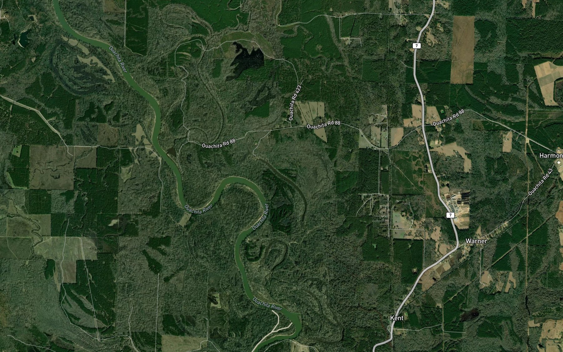 Satellite map of the Pine Lake