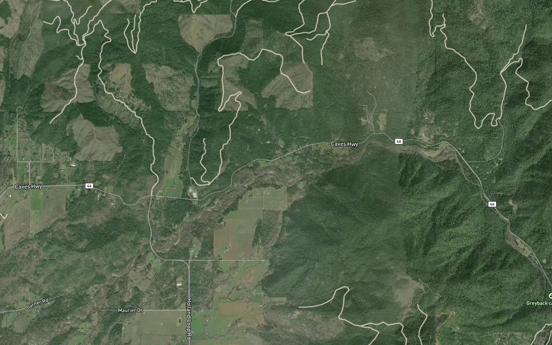 Satellite map of the Cove Creek