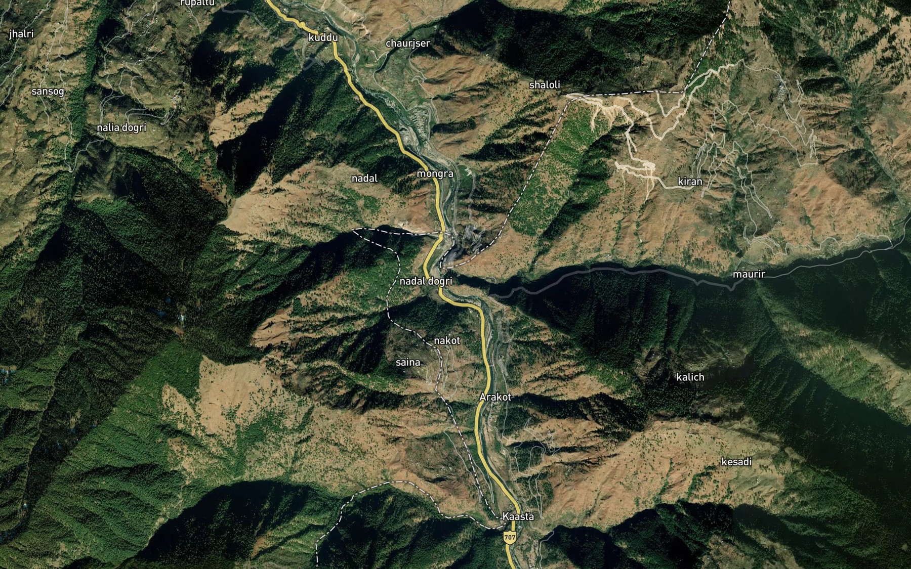 Satellite map of the Khaneda Nadi