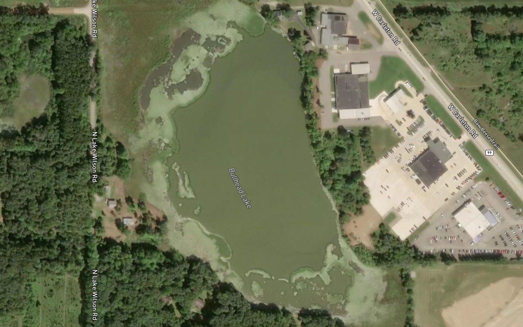 Satellite map of the Bullhead Lake