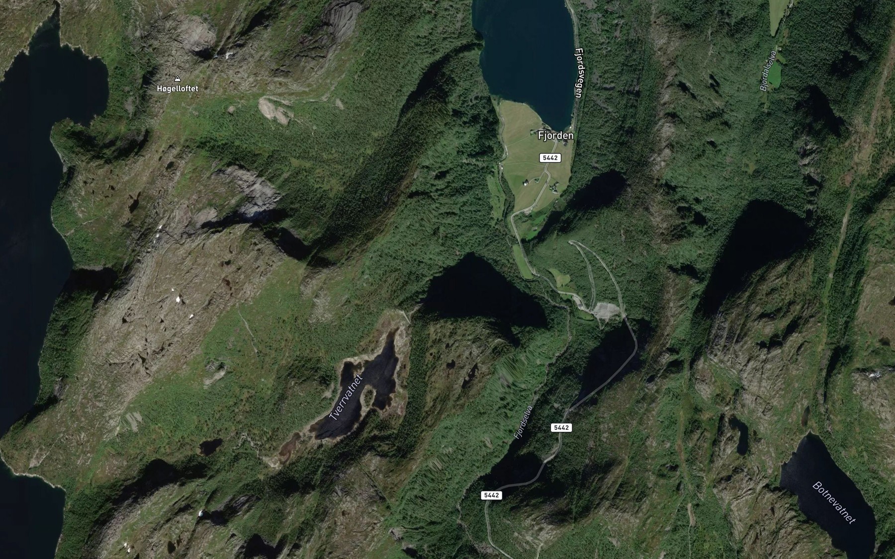 Satellite map of the Tverrelva