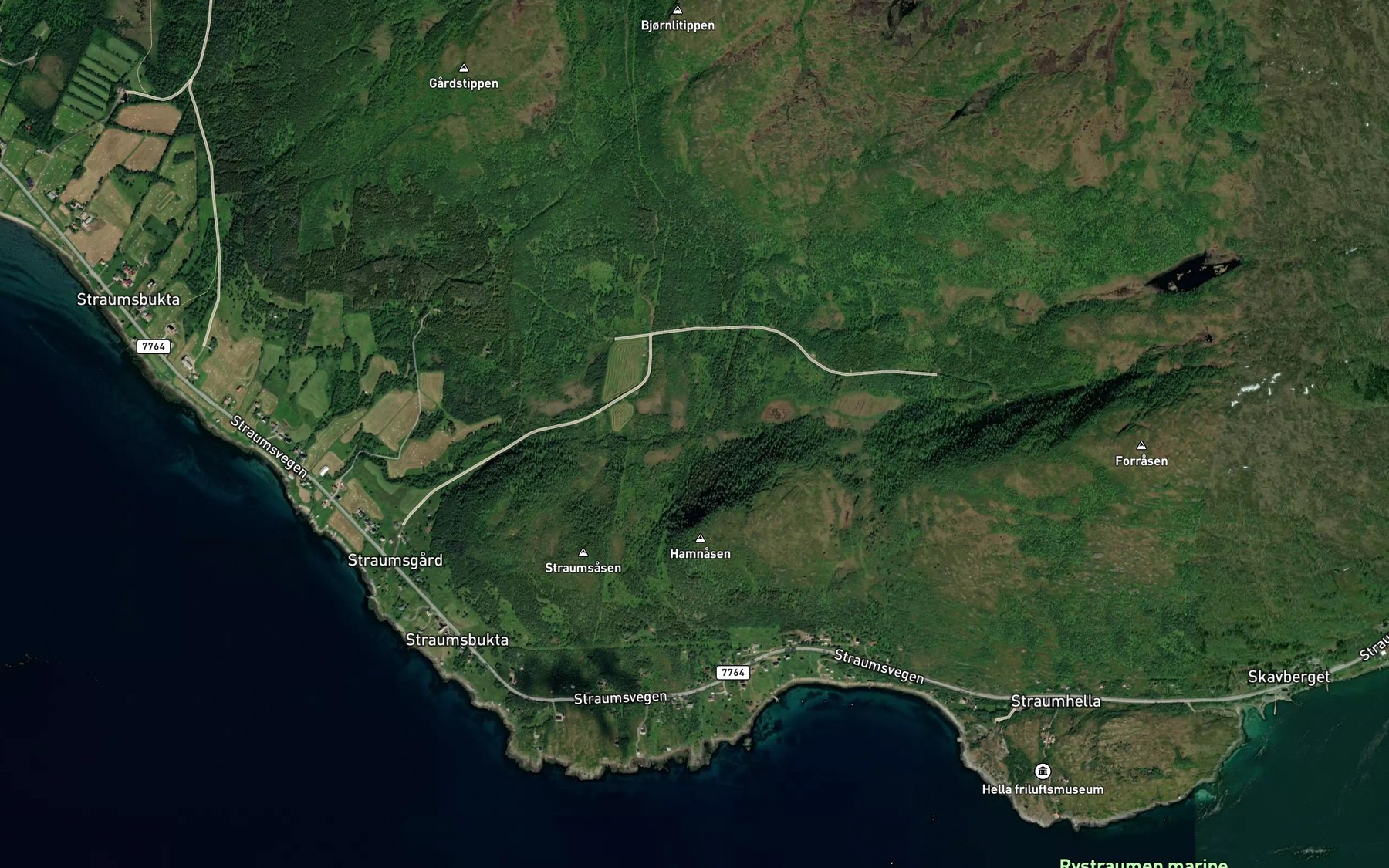 Satellite map of the Skarelva