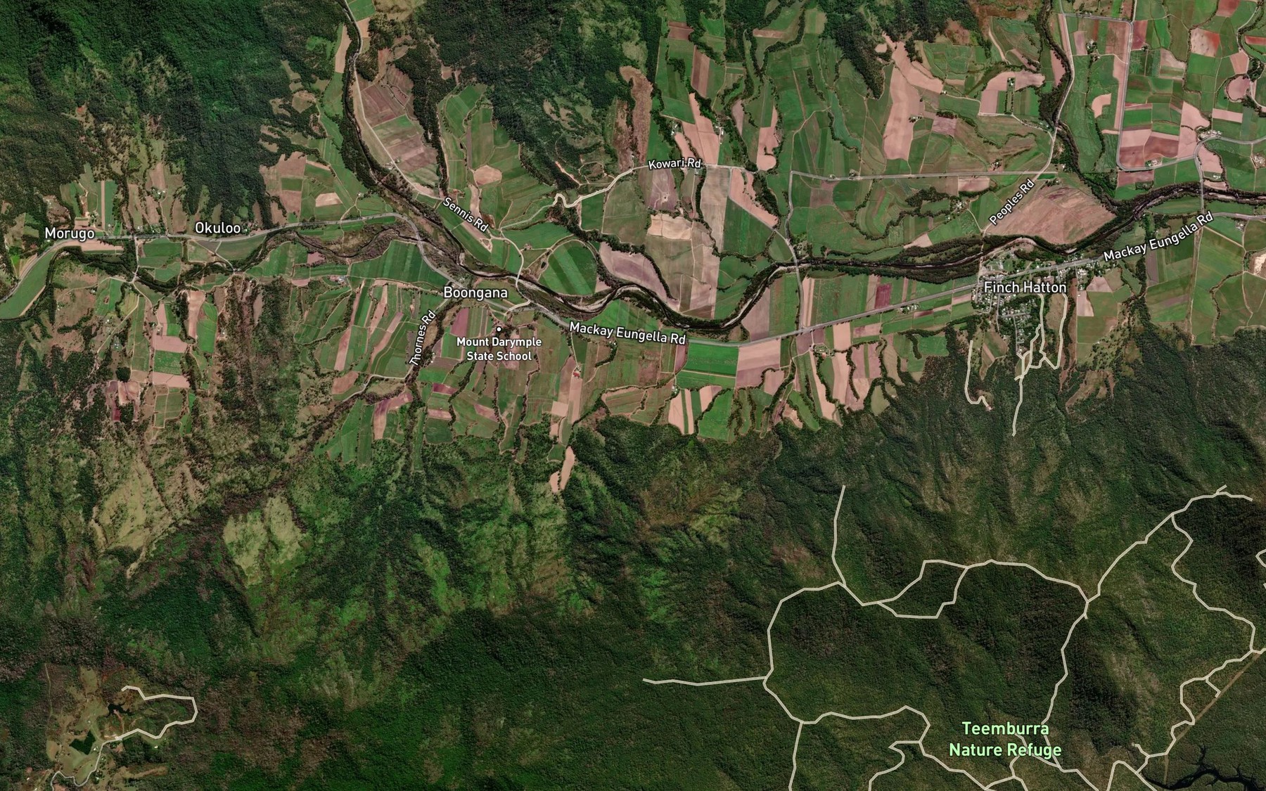 Satellite map of the Clements Creek