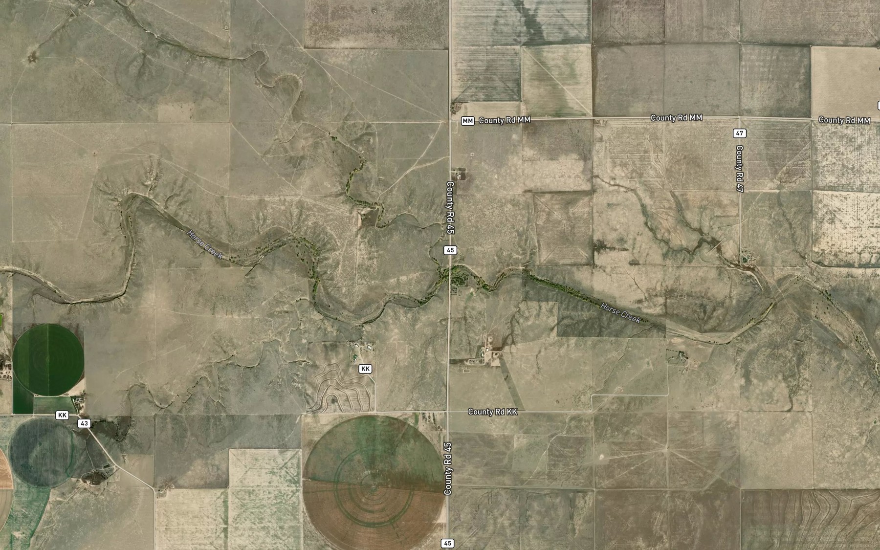 Satellite map of the Little Horse Creek