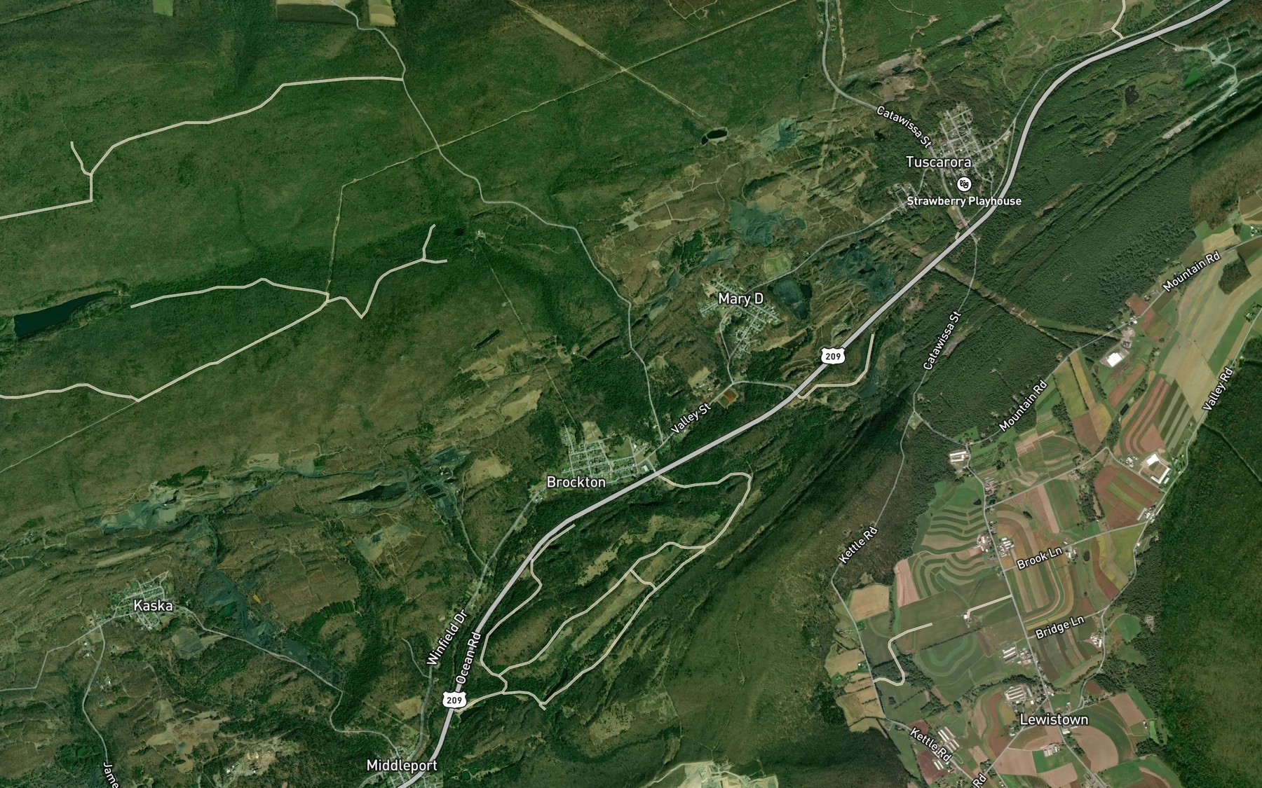 Satellite map of the Moss Glen Creek