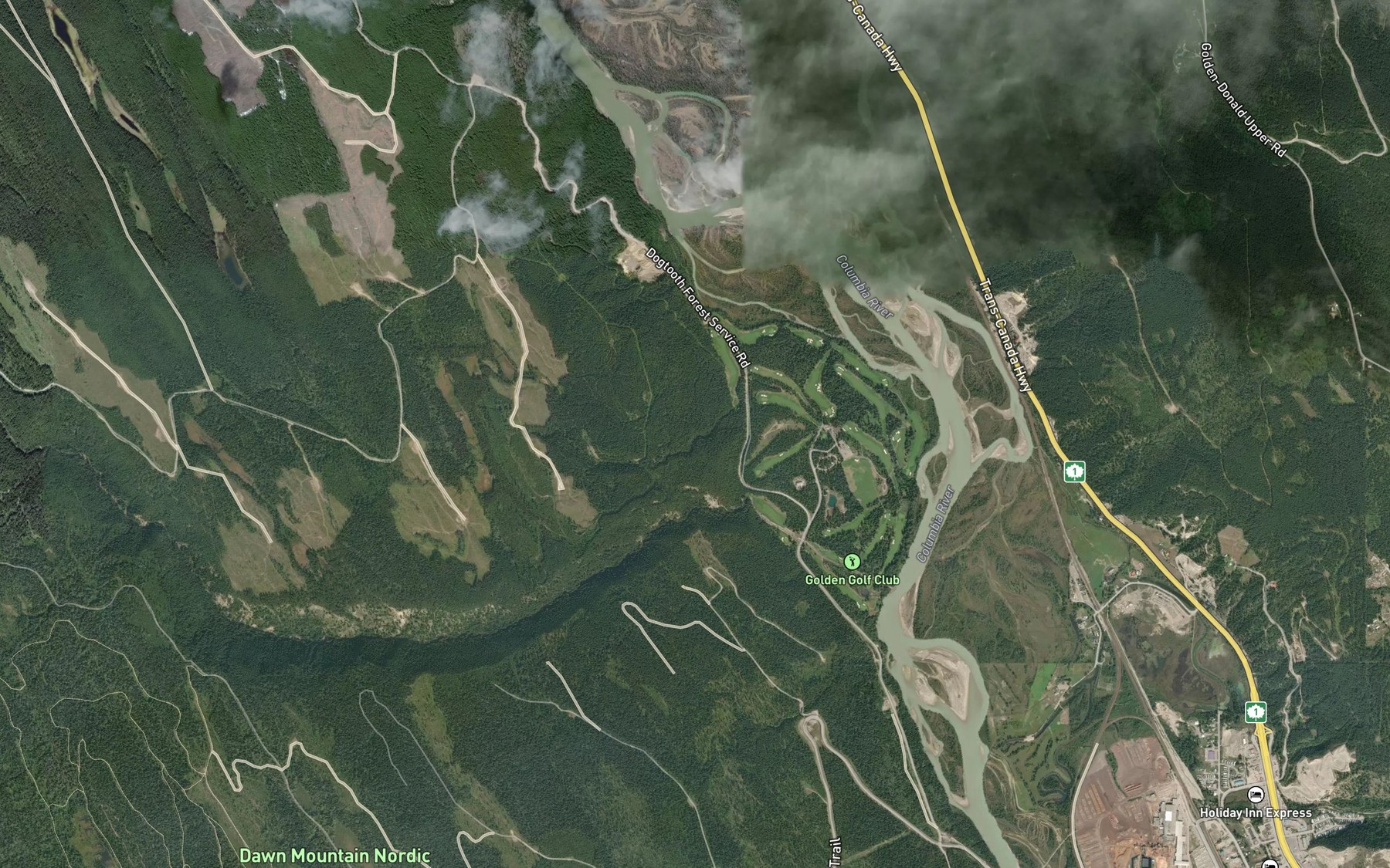 Satellite map of the Cabin Creek