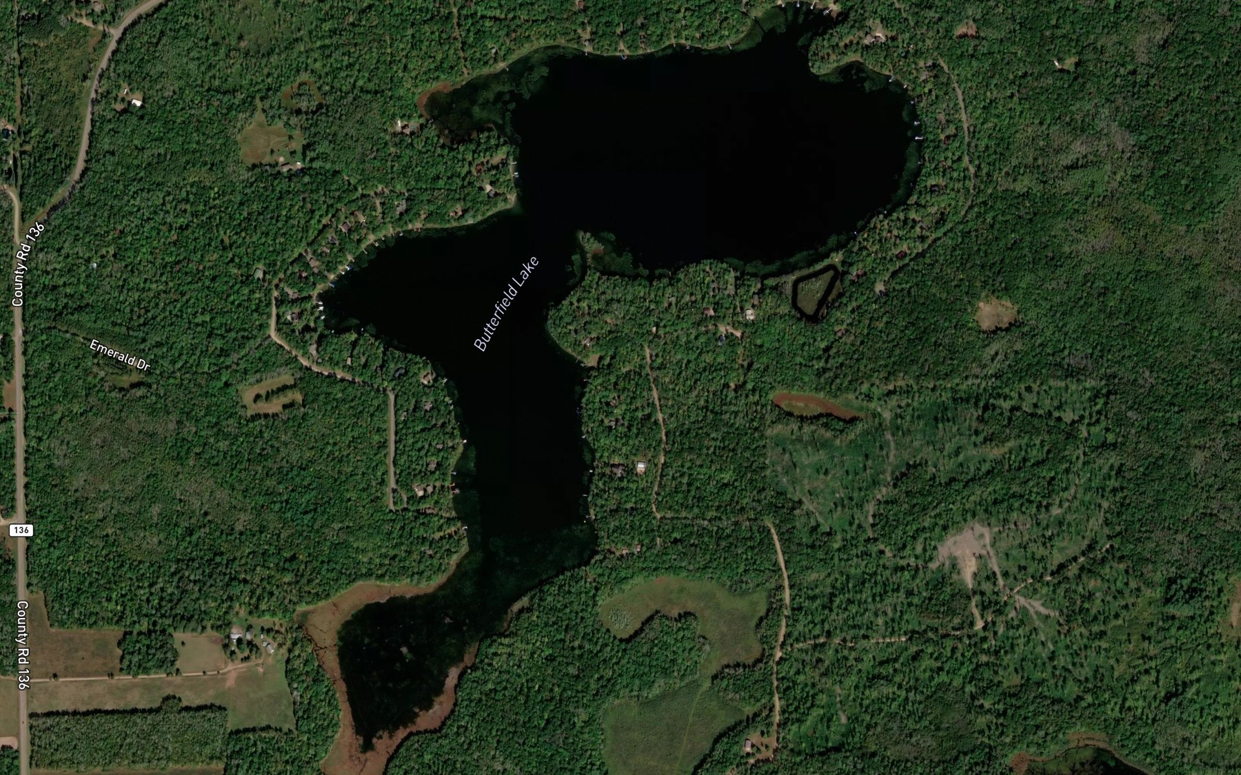 Satellite map of the Butterfield Lake