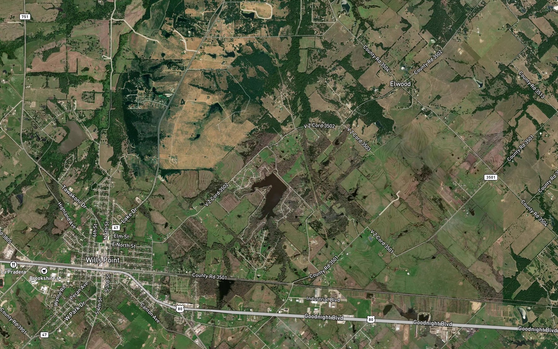 Satellite map of the Willow Lake