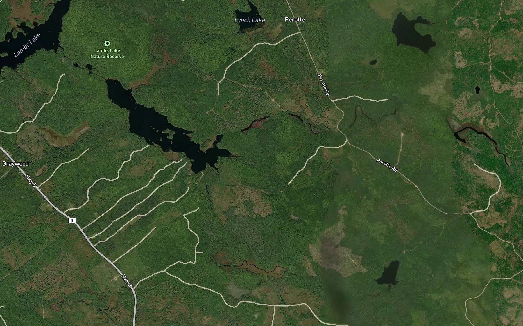 Satellite map of the Ten Mile River
