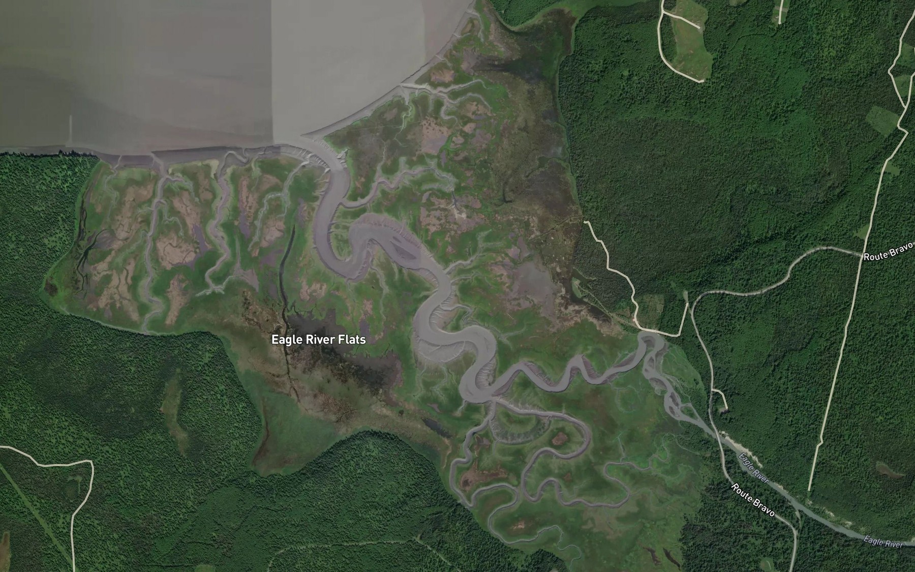 Satellite map of the Clunie Creek