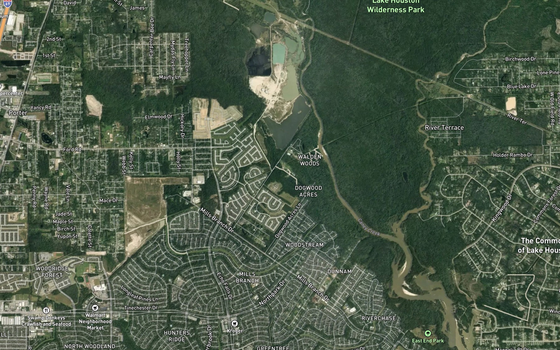 Satellite map of the Mills Branch