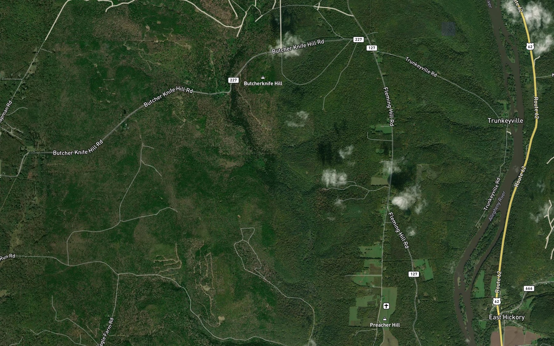 Satellite map of the Fagundus Run