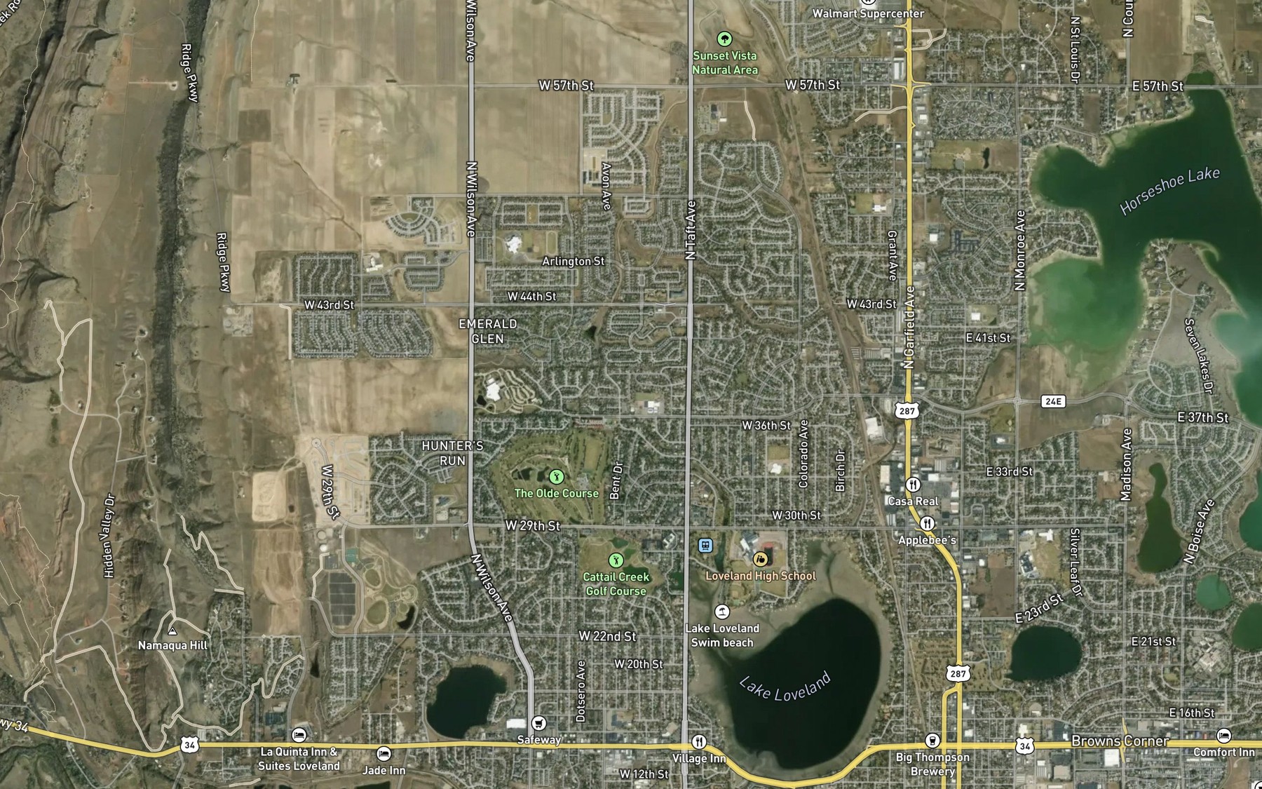 Satellite map of the Louden Ditch