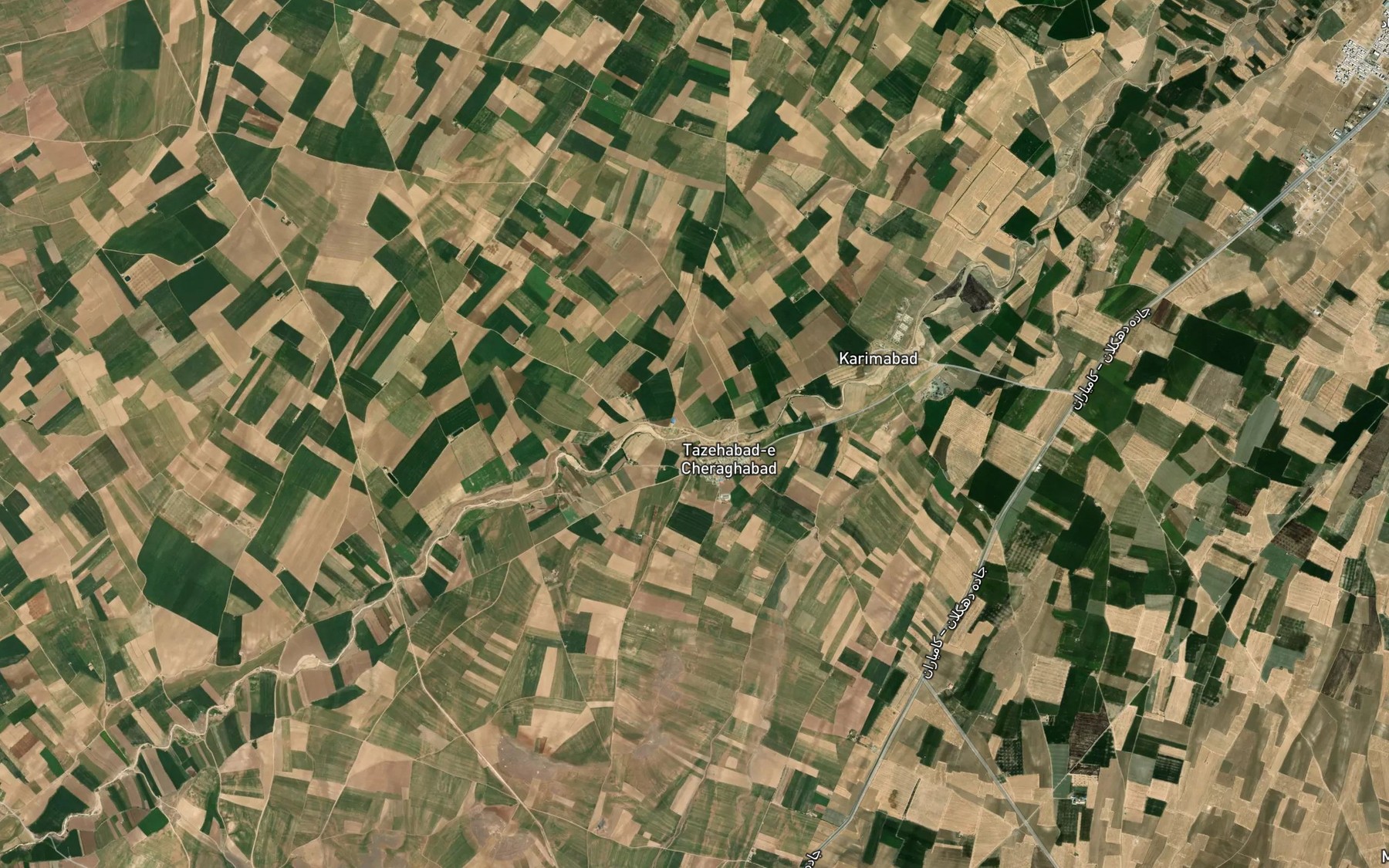Satellite map of the Rudkhaneh-ye Cham-e Sis
