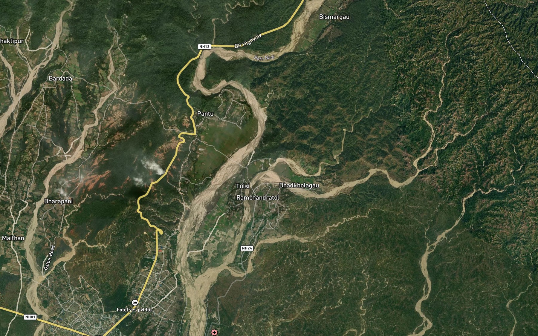 Satellite map of the Dhad Khola