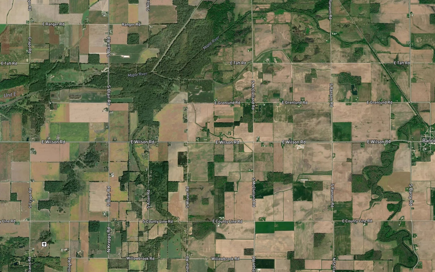 Satellite map of the Sturgis Drain