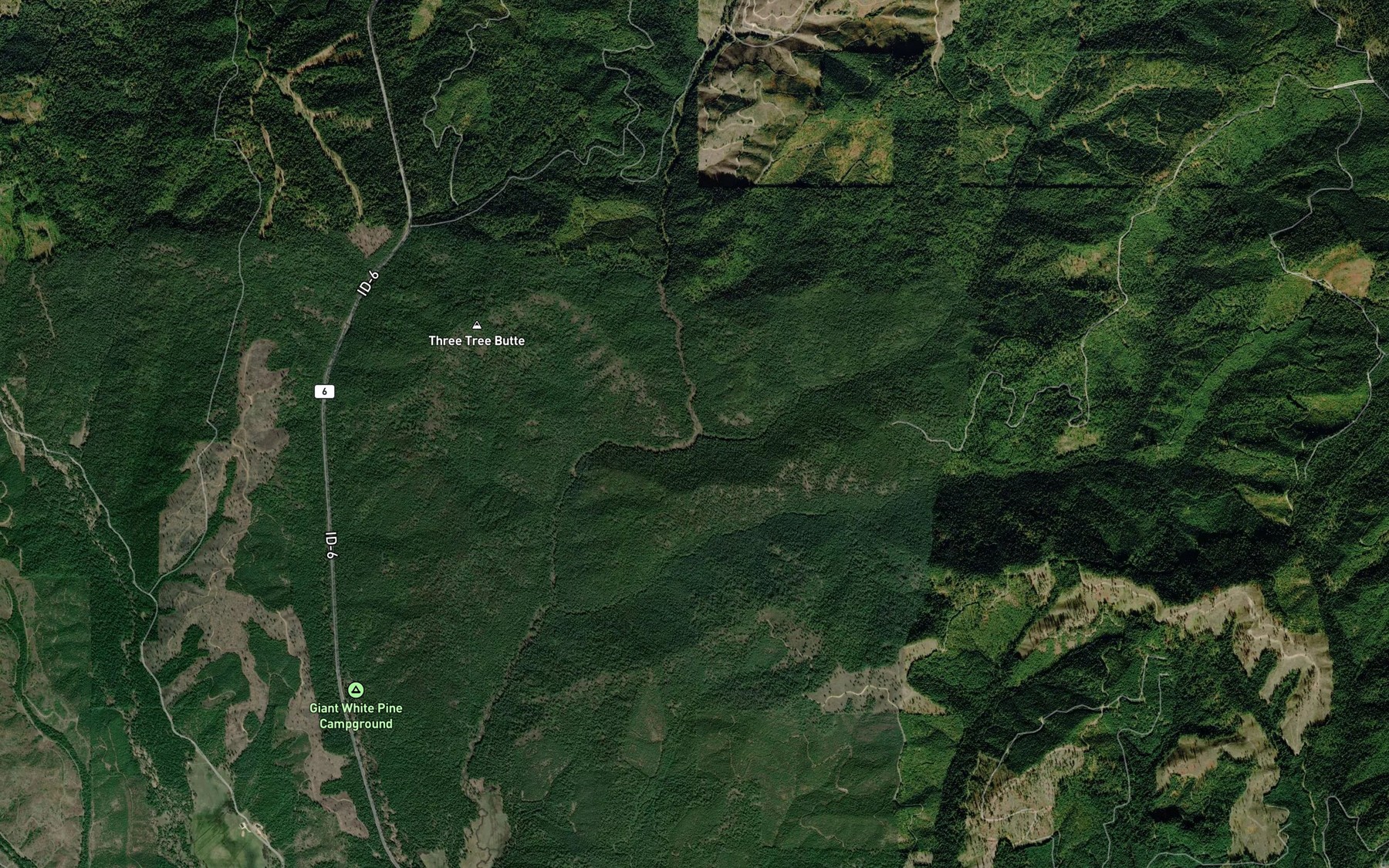 Satellite map of the Piah Creek