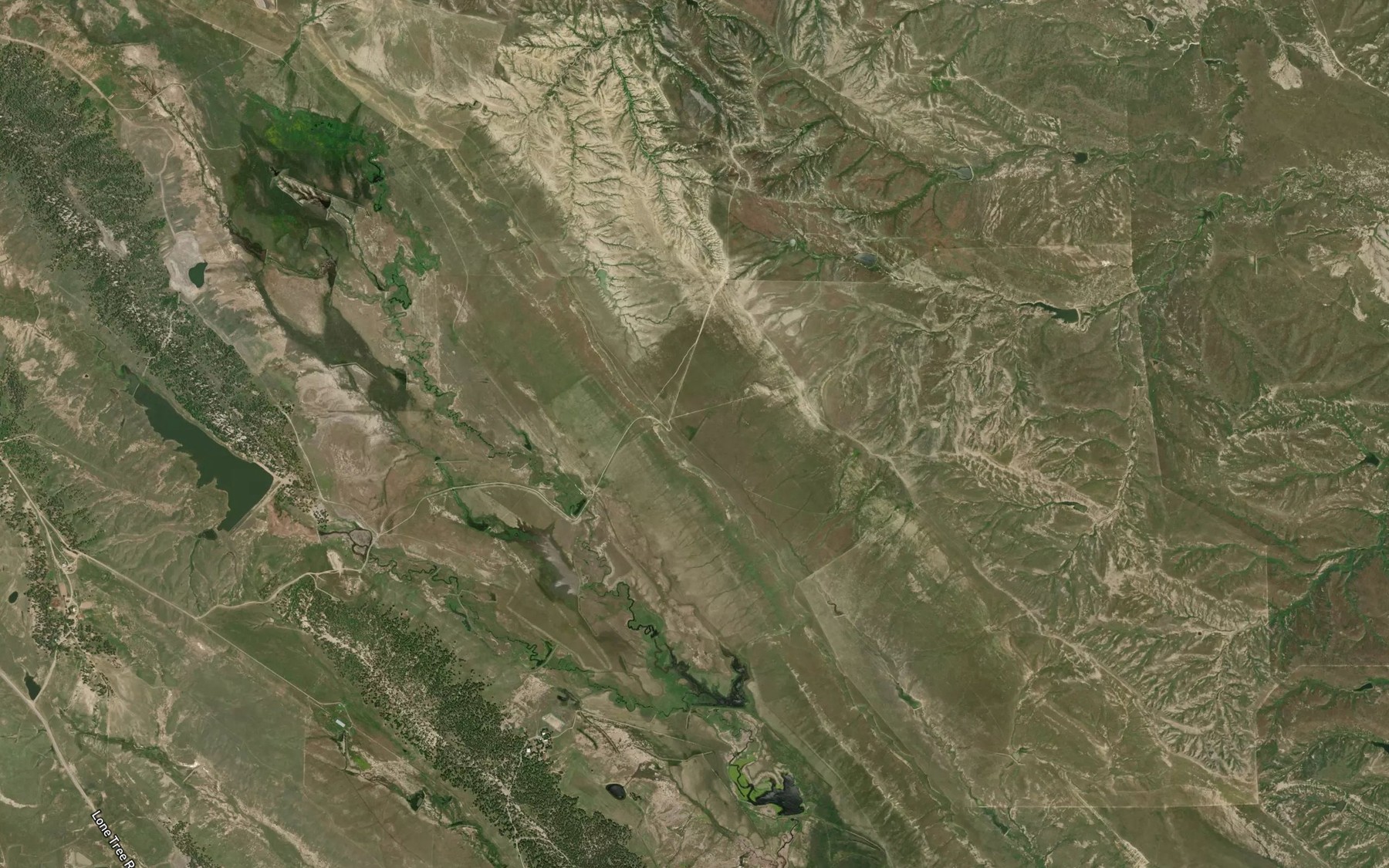 Satellite map of the Antelope Hill Reservoir