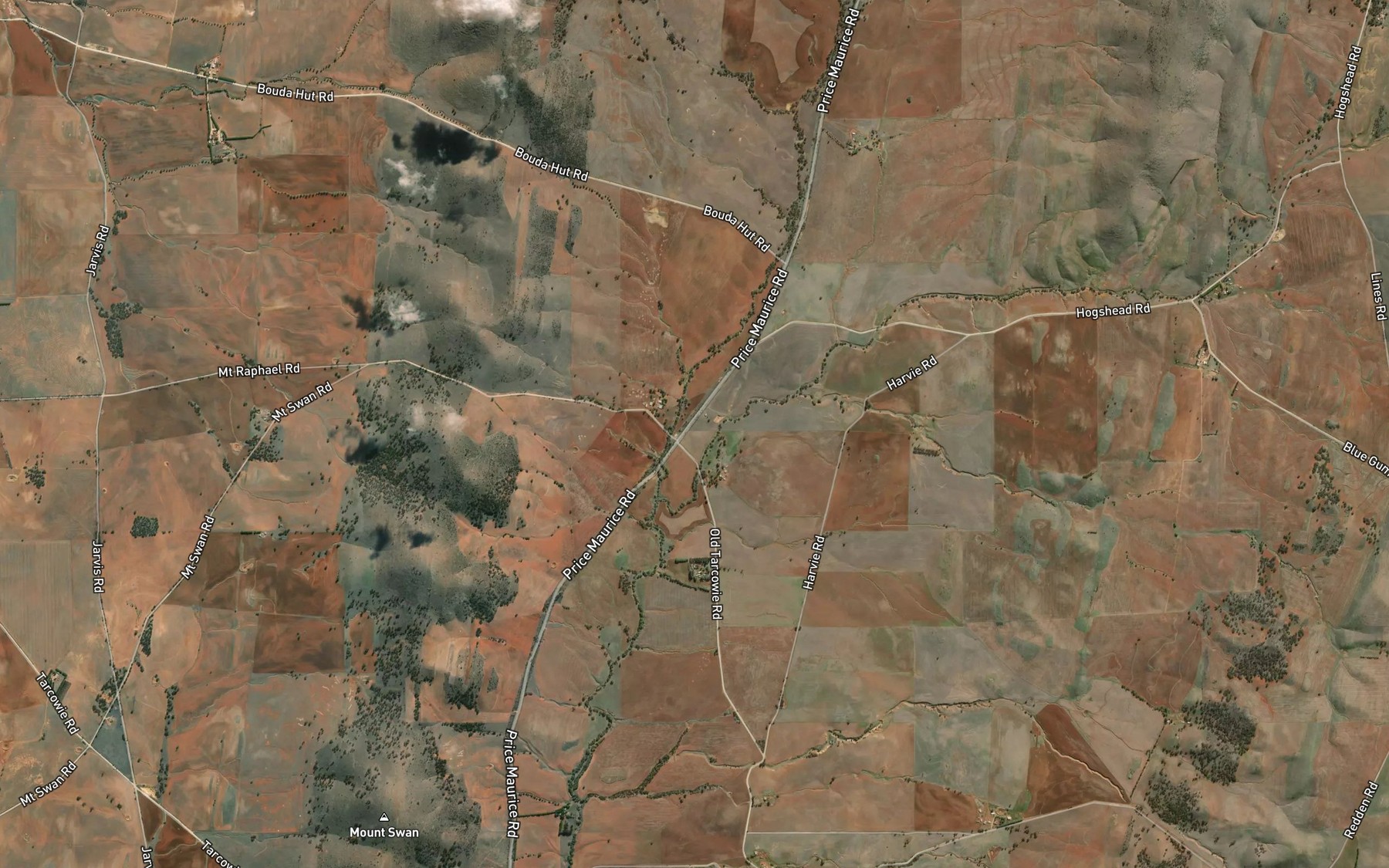 Satellite map of the Hogshead Creek