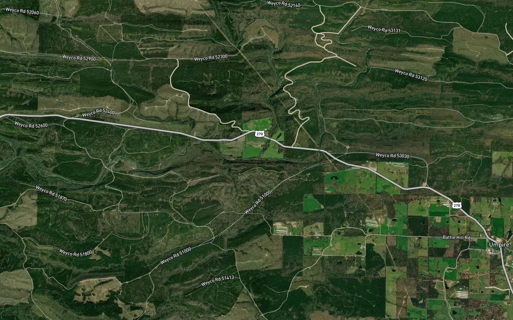 Satellite map of the Moore Creek