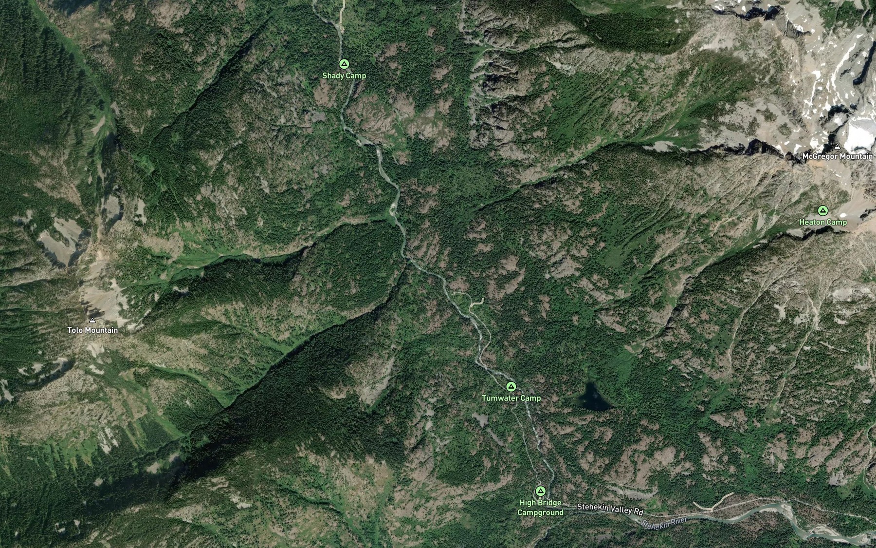 Satellite map of the McGregor Creek