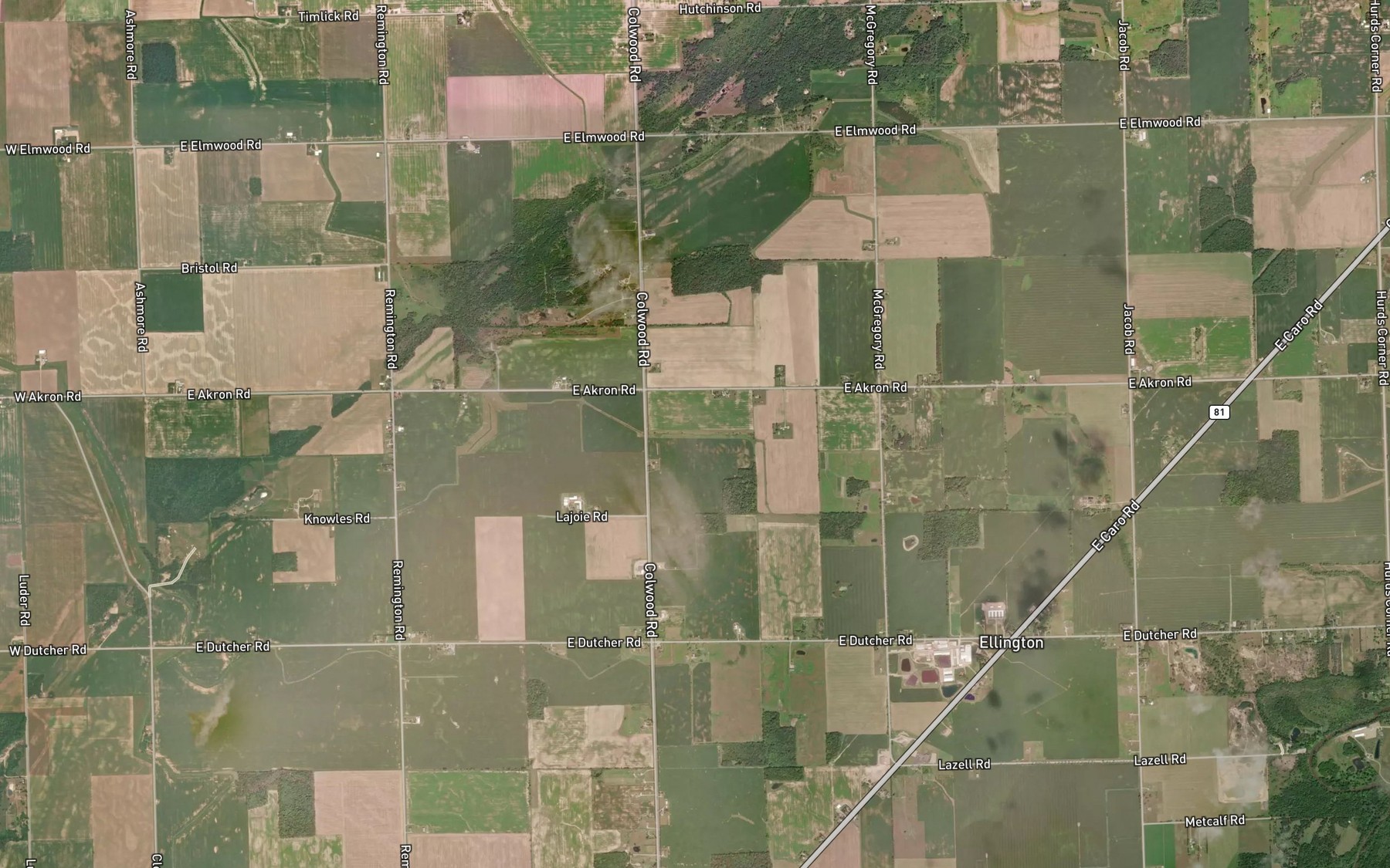 Satellite map of the East Branch Anti Mason Drain